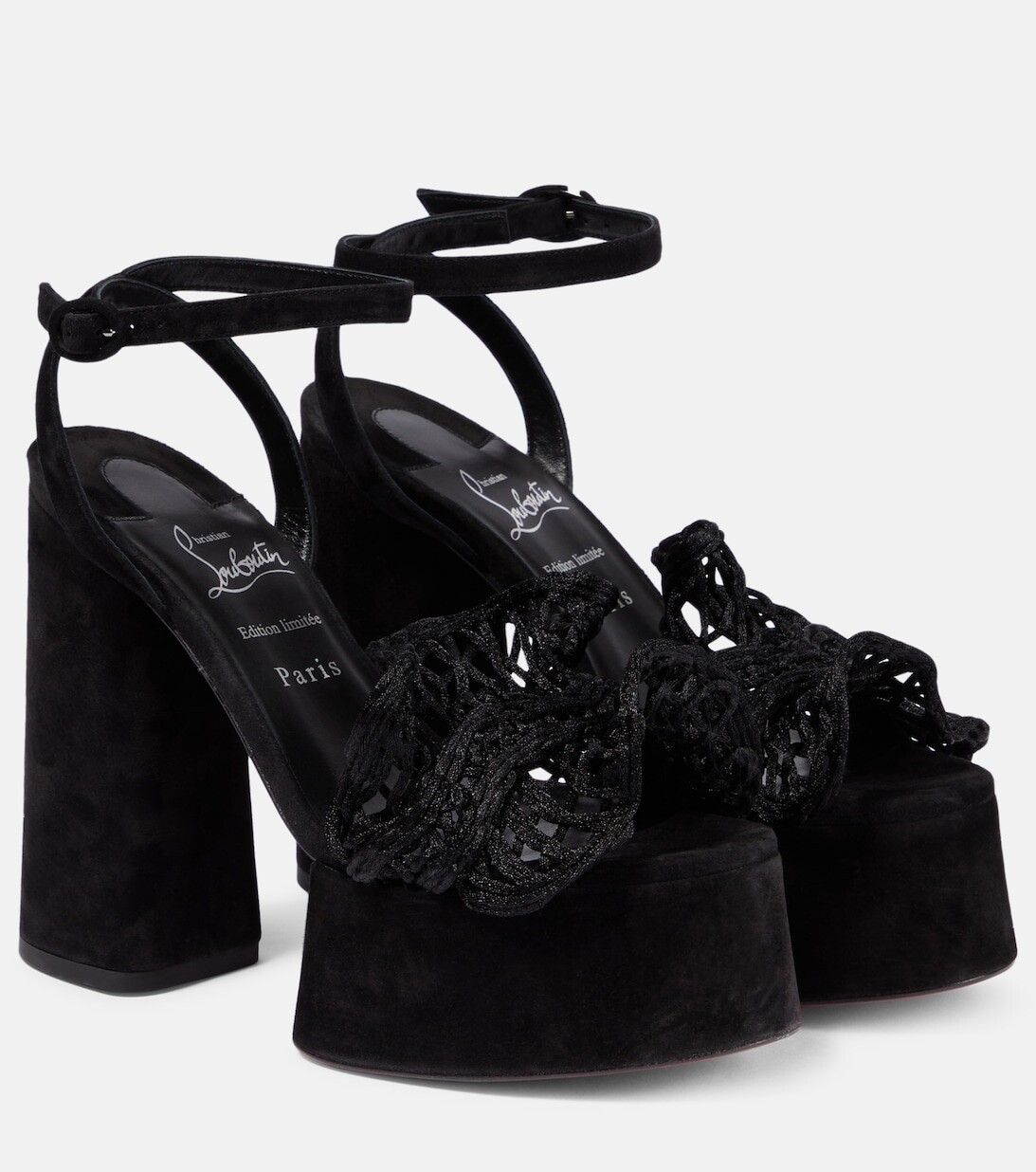 Босоножки Deia Frou Alta из макраме Christian Louboutin, черный