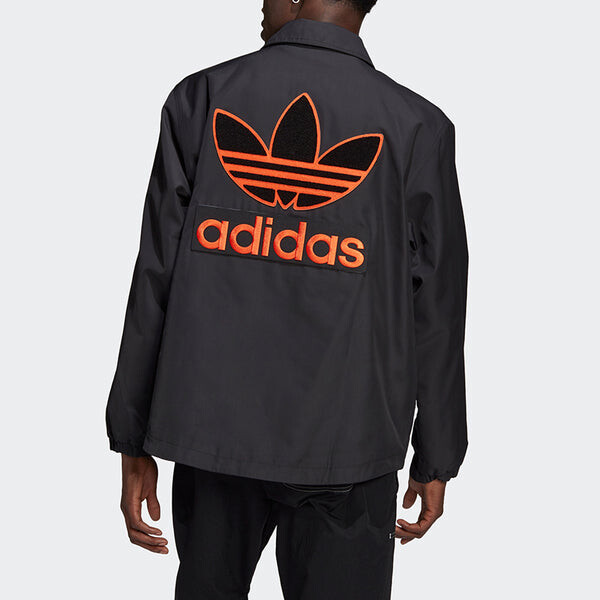 Куртка adidas originals Big Trfl Jkt Athleisure Casual Sports Embroidered Logo Woven Jacket Black, черный — фото 3