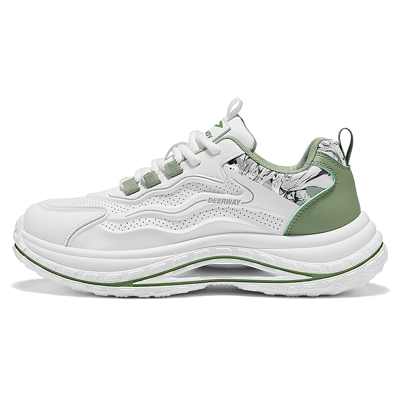 

DEERWAY Дышащие легкие низкие кроссовки Chunky для увеличения роста Men's White Green