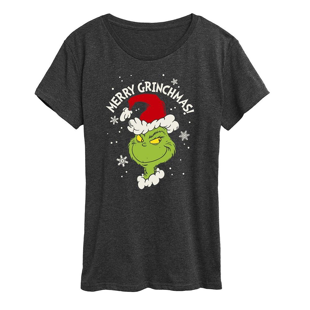 

Женская футболка с рисунком Dr. Seuss The Grinch Merry Grinchmas Licensed Character, цвет Heather Charcoal