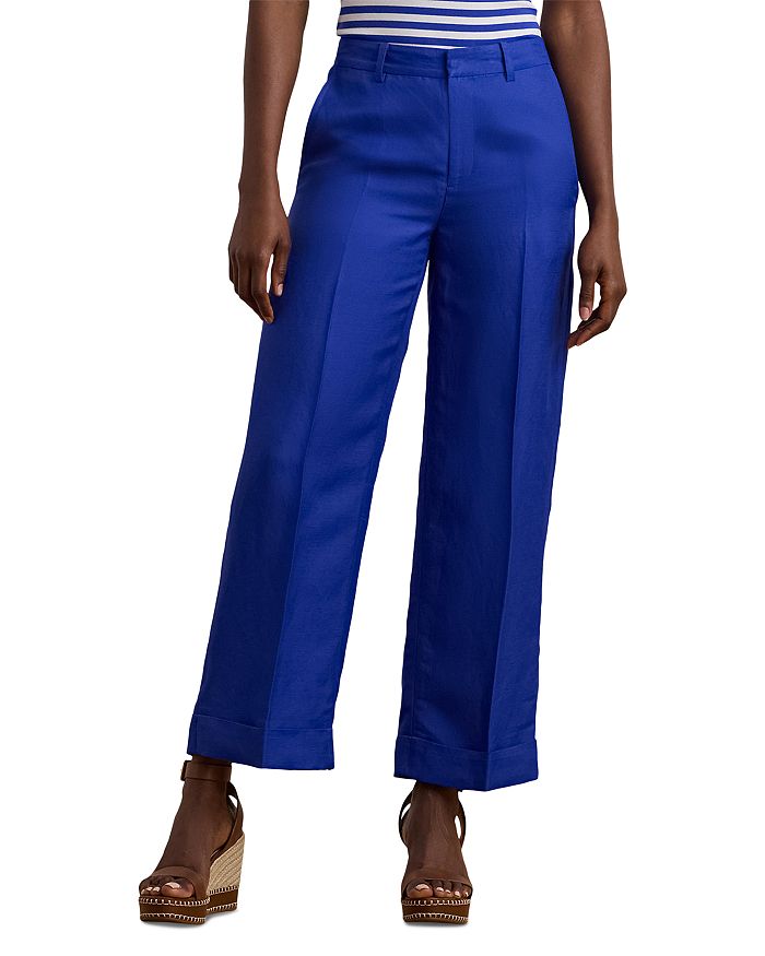 

Укороченные брюки Petites из льняной смеси твила Ralph Lauren, синий