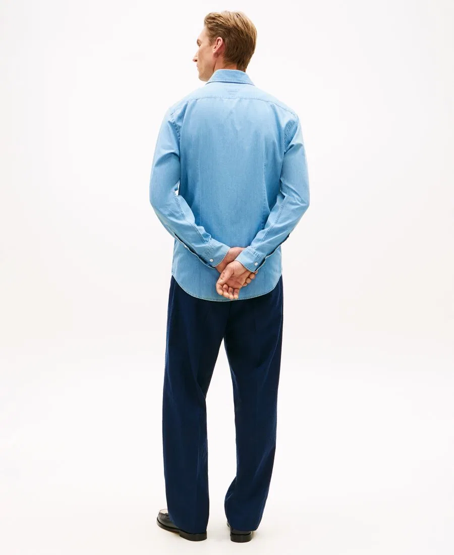 Мужская рубашка из шамбре, стандартного кроя Tommy Hilfiger, Indigo Blue Bell — фото 4