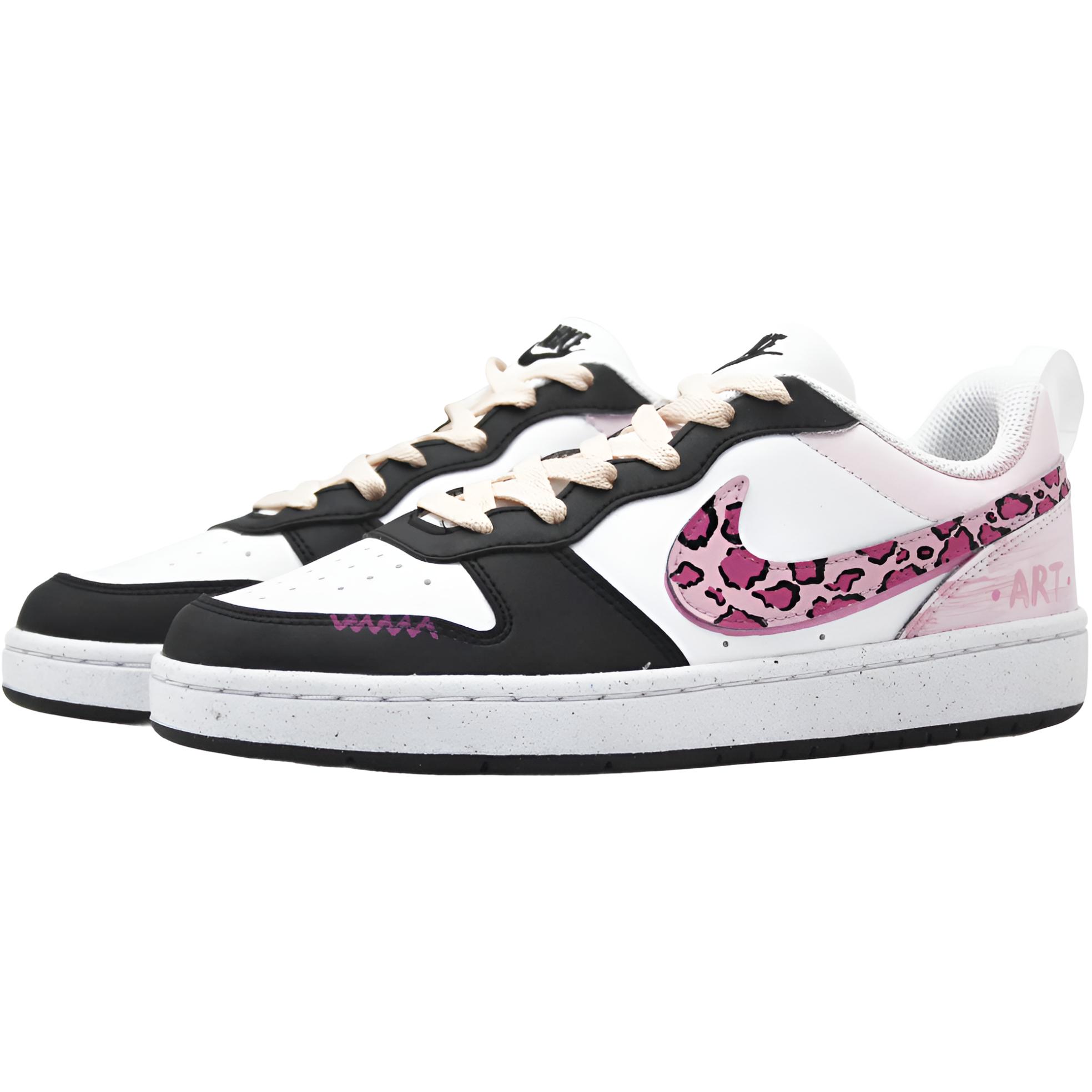 Nike Низкие кеды Court Borough Pink Leopard Phantom из синтетической кожи с противоскользящим и износостойким покрытием — фото 4