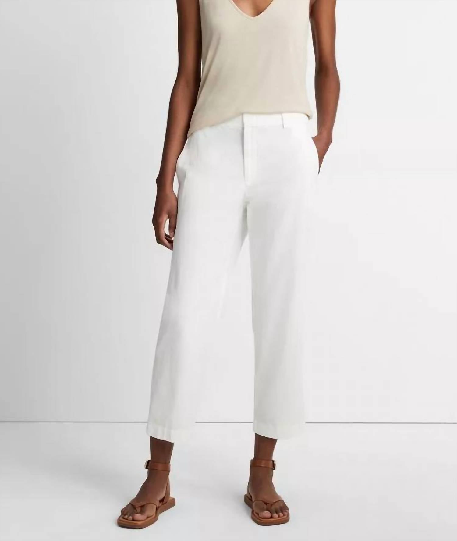 

Укороченные брюки из стираного хлопка с низкой посадкой, цвет Off White Vince