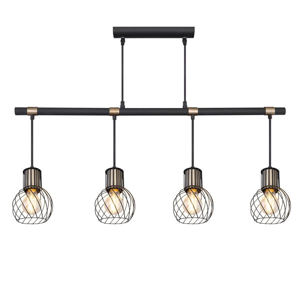 

Подвесной светильник, сетка, 4 лампочки, золотой, L 87 см Globo Lighting, черный