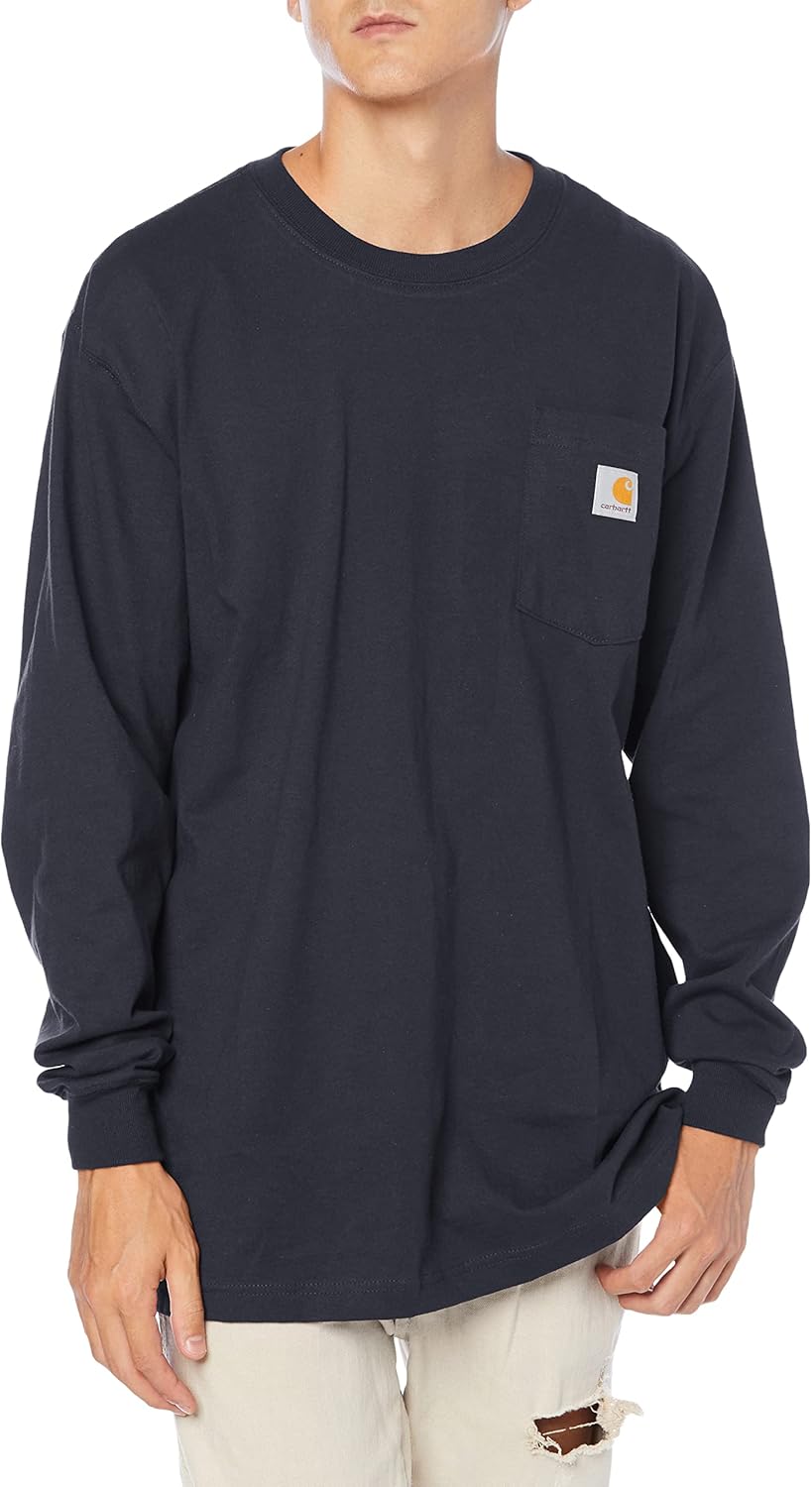 

Мужская рабочая футболка с длинным рукавом и карманом Carhartt, темно-синий