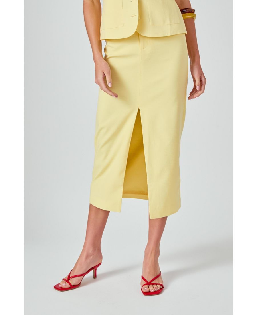 

Женская льняная макси-юбка с разрезом спереди endless rose, Butter