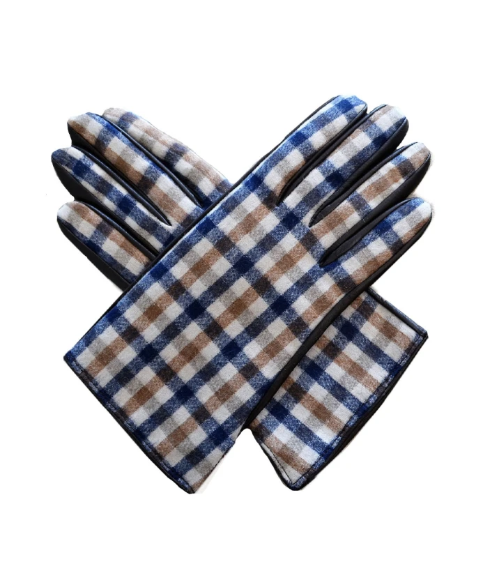 

Коричневые шерстяные кожаные перчатки в клетку Aquascutum, мультиколор