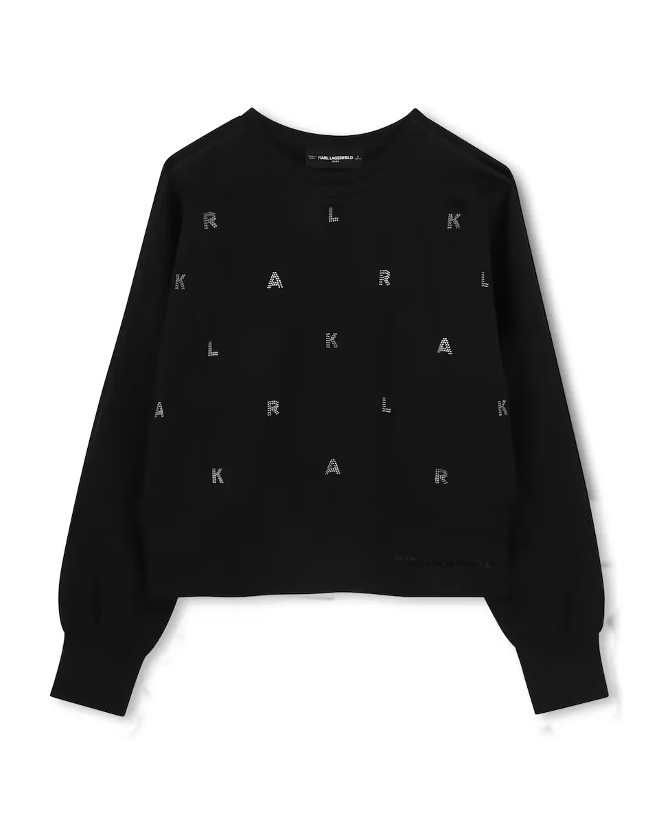 

Черная толстовка с длинными рукавами для девочки Karl Lagerfeld Kids, черный