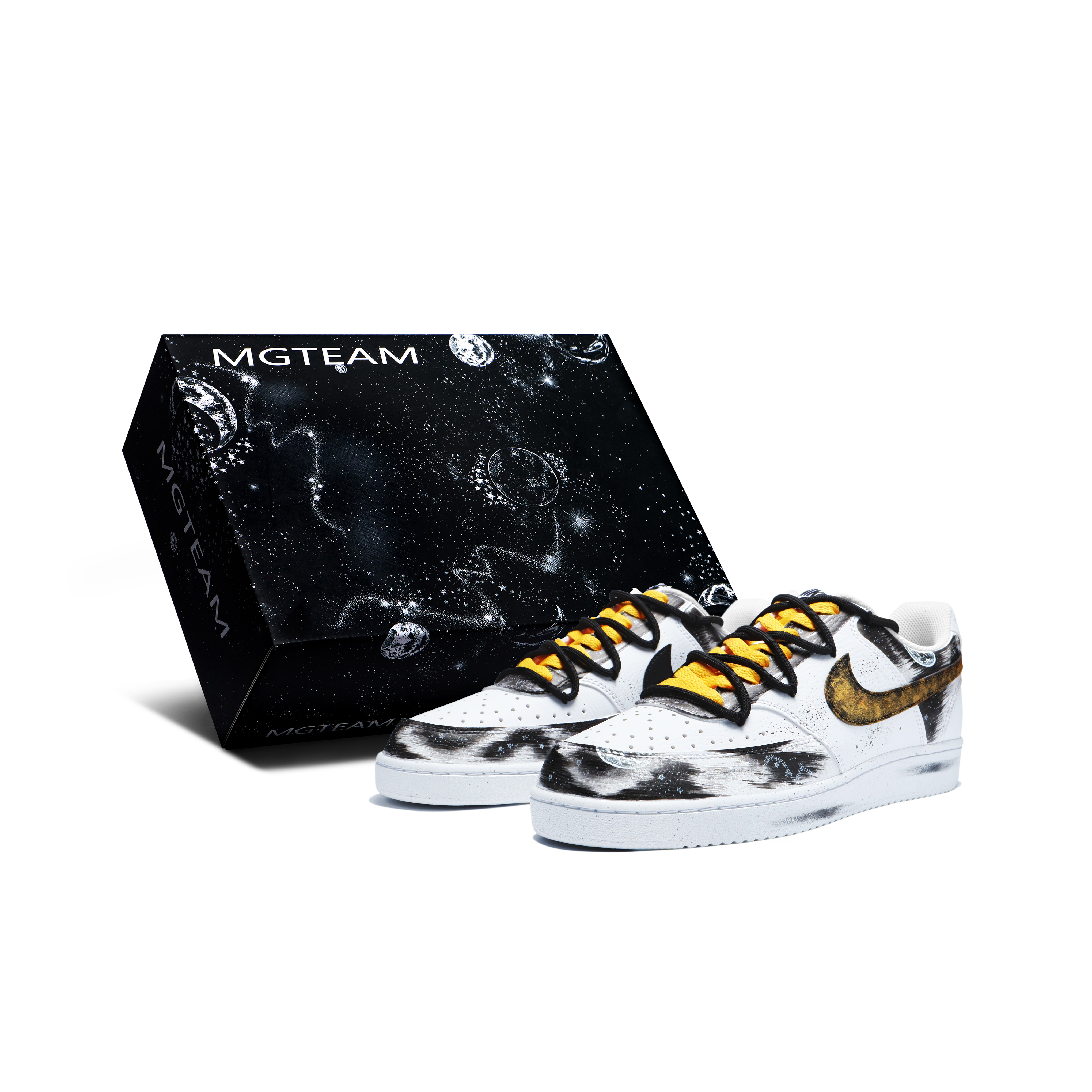 

Nike Кроссовки Court Vision 1 с низким верхом, противоскользящие, износостойкие, легкие, дышащие, мужские, черно-золотые
