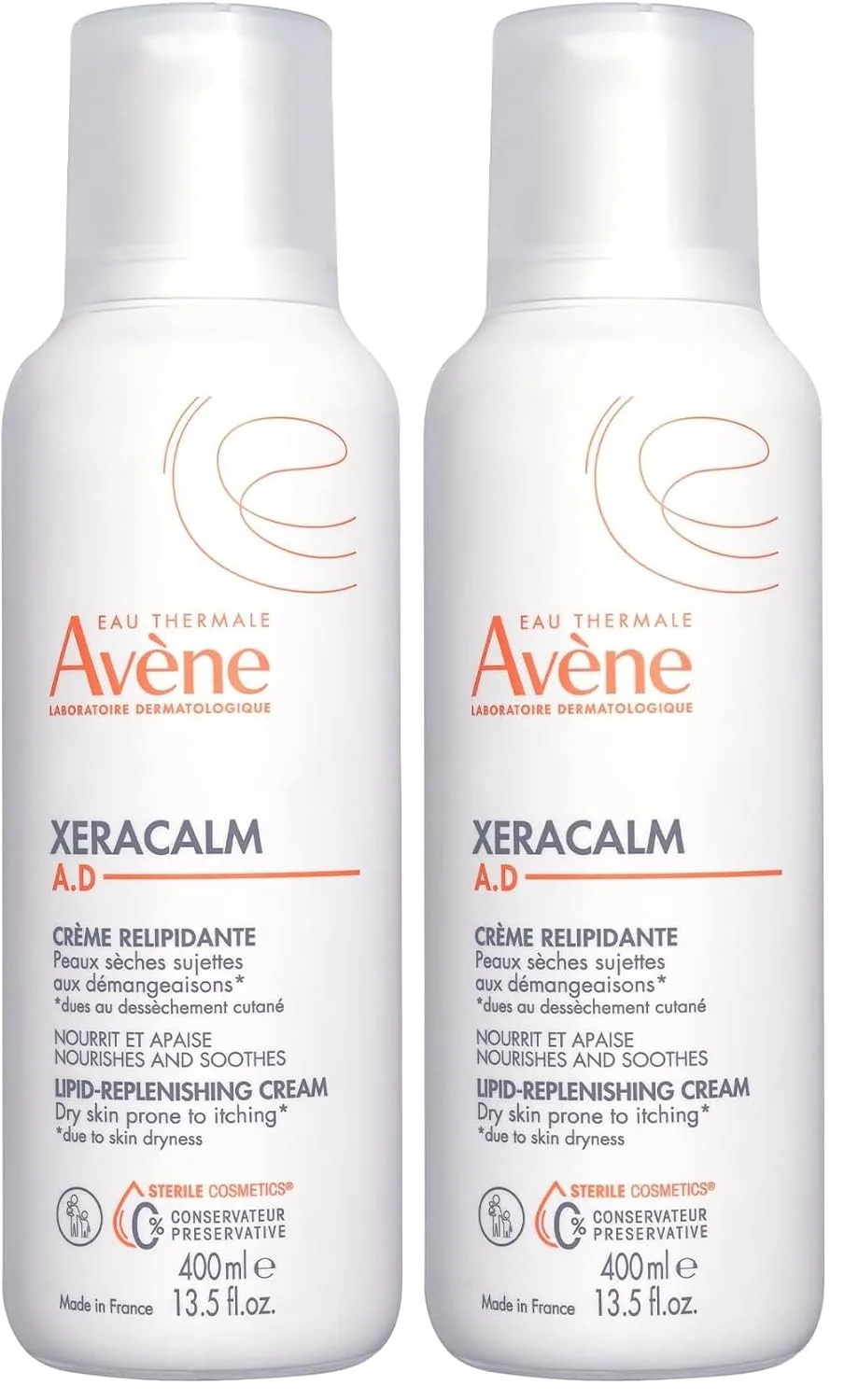 Крем Avène XeraCalm AD для восстановления липидного обмена, подходит для лечения атопического дерматита и экземы, без консервантов, без отдушек, с помпой, 385 мл (упаковка из 2 шт.) 399 мл (2 шт.)