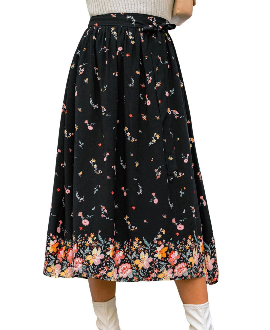 

Женская макси-юбка Shadow Blossom с цветочным принтом Cupshe, Black