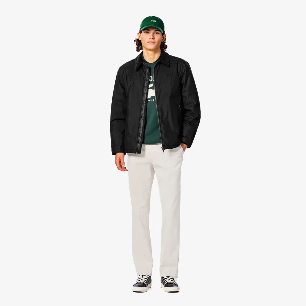 Мужской пуховик с воротником шерпа чёрного цвета от Lacoste — фото 4