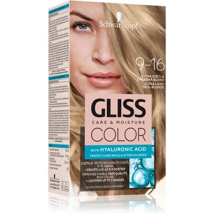

Увлажняющая краска для волос Gliss Color Care 9-16 Ультра светлый холодный блонд