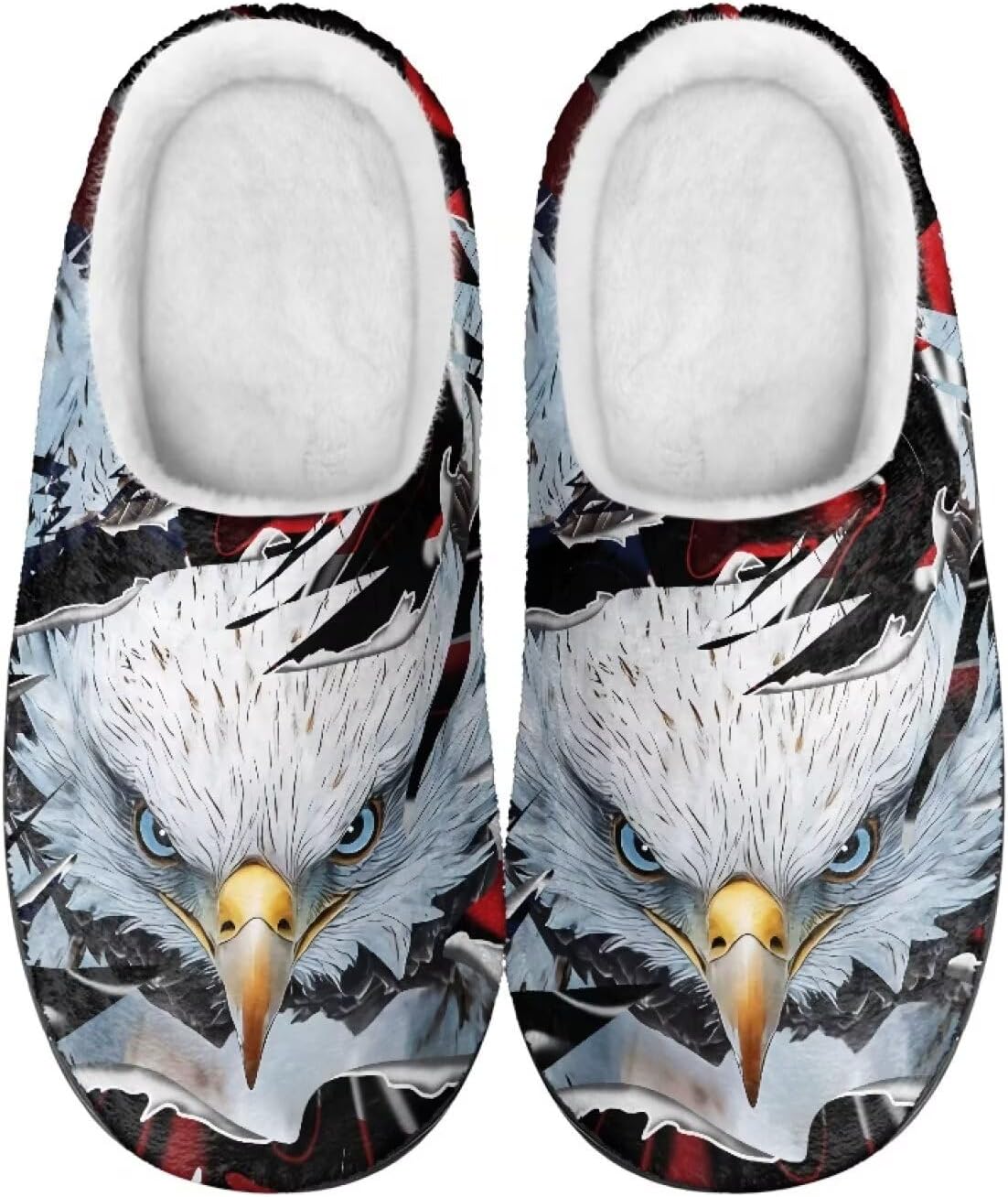 

Мужские и женские плюшевые тапочки, фланелевые теплые мягкие уютные тапочки, домашняя обувь для спальни/улицы, размеры 3-15 Zcfygdx, Cool Eagle Pattern Print