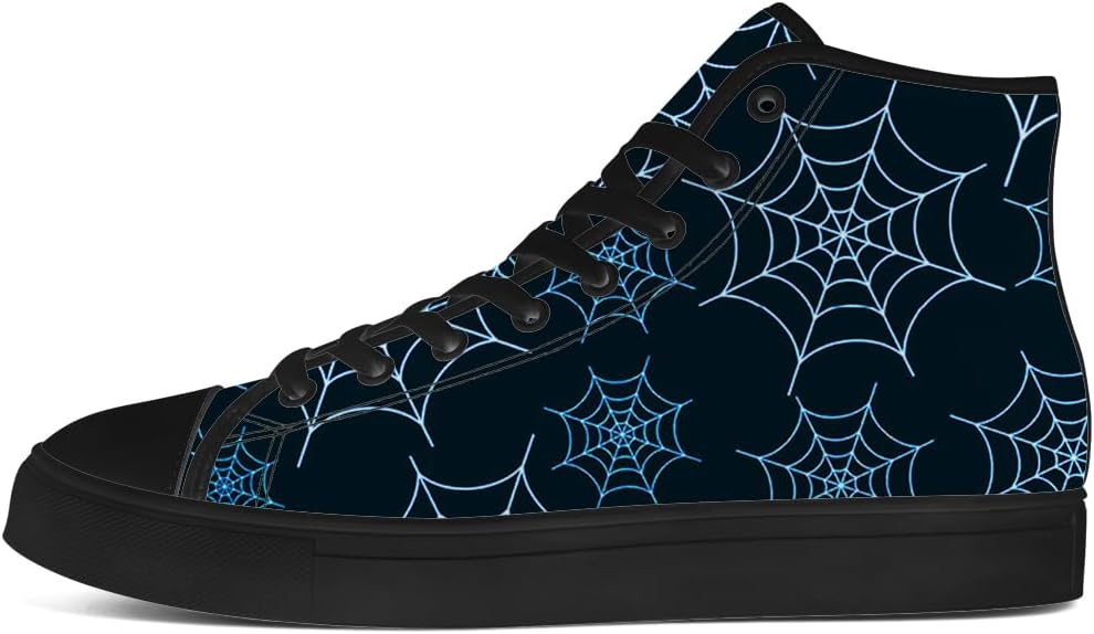 Кеды на высокой платформе chebing Spider Web из холщовой ткани для мужчин и женщин, высокие кроссовки на шнуровке, повседневная обувь, подарок для парня или девушки, черный/синий — фото 3