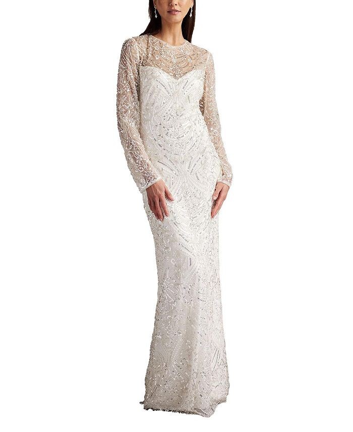 

Украшенное иллюзионное свадебное платье Tadashi Shoji Keziah, слоновая кость/кремовый
