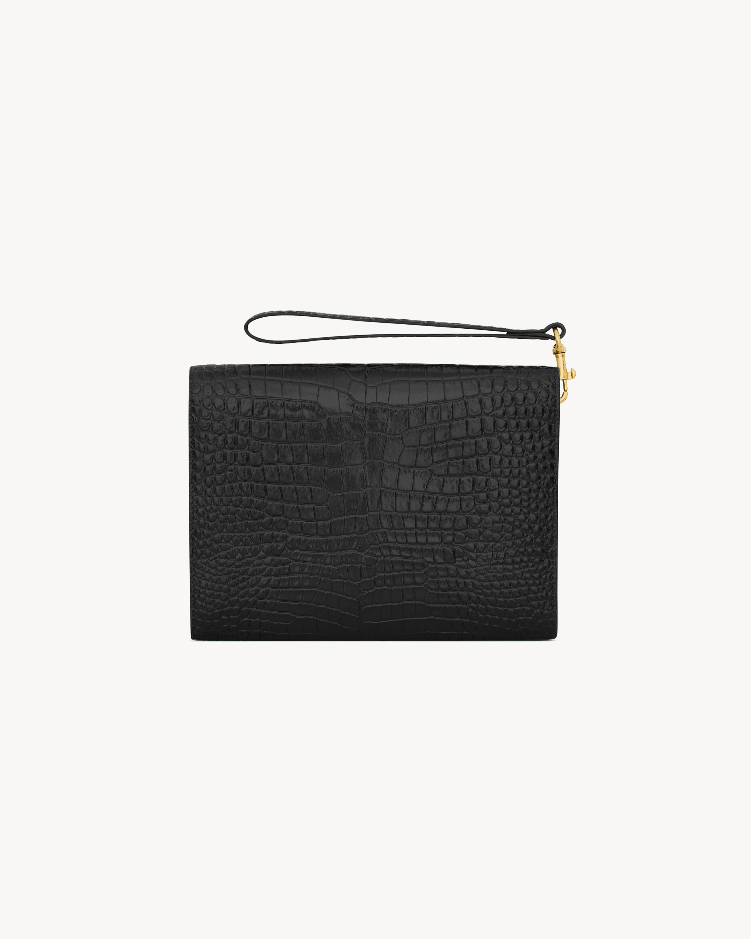 Сумка-клатч CASSANDRE с клапаном из лакированной кожи с тиснением под крокодила Saint Laurent, черный — фото 2