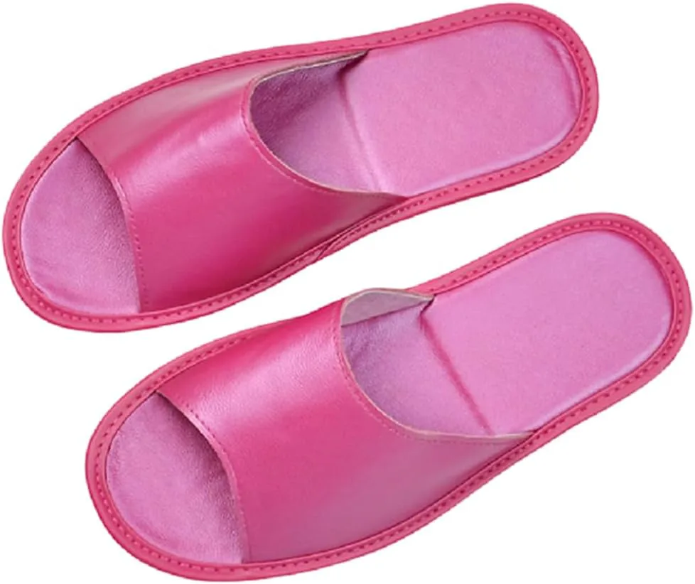

Men’s and Women’s Genuine Leather Open Toe Slippers,Indoor Home Summer Сандалии,Leather Casual House Shoes Bedroom Slippers(Size:EU 38/39,Color:Rose red) YCZHD