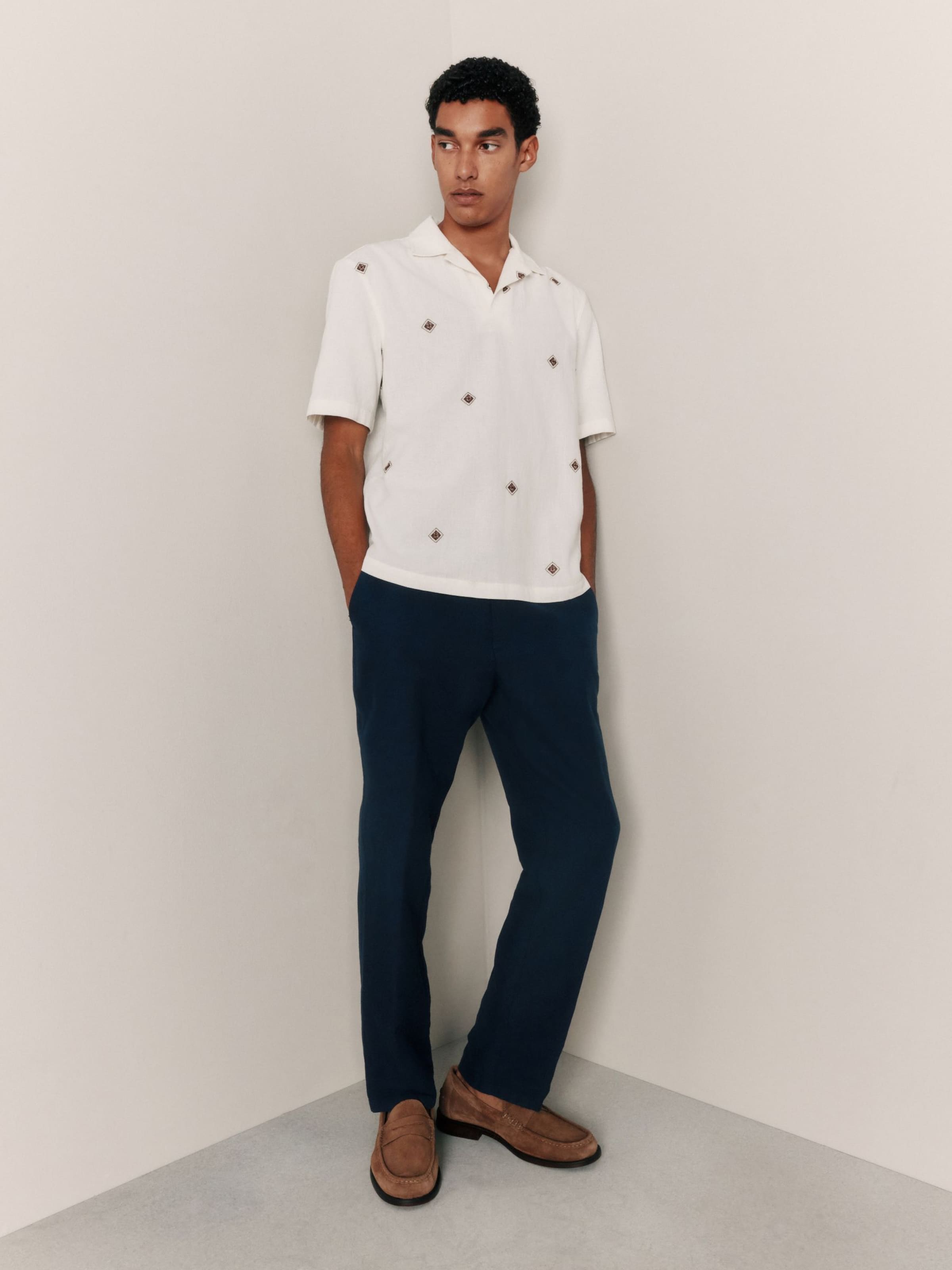 Next Рубашка на пуговицах Regular fit в цвете Cream, Ivory — фото 4