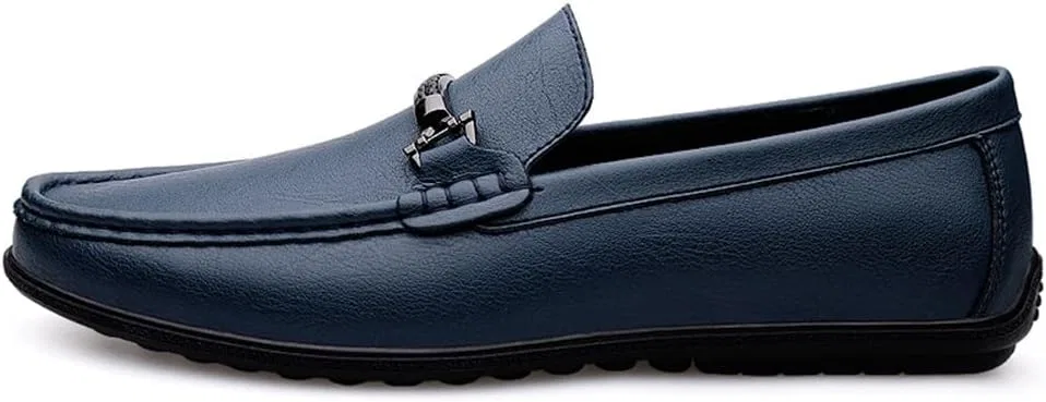 Лоферы кожаные легкие синие, Loafers Penny Loafers Solid Colors Lightweight Leather Slip Resistant Flat Heel Anti-Slip Outdoor Wedding Slip-ons SayfuR — фото 3