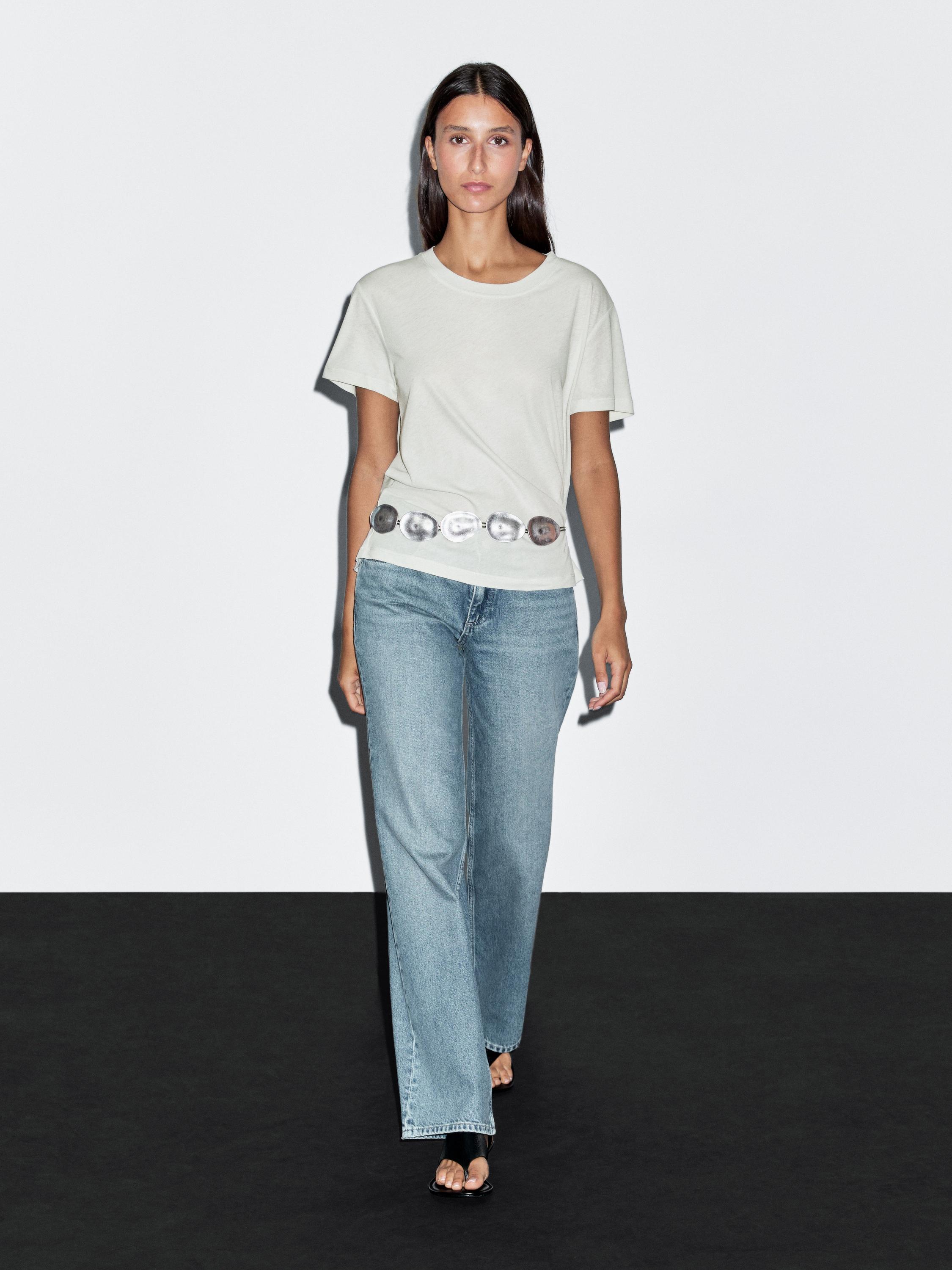 

Легкая футболка с коротким рукавом Massimo Dutti, аквамарин