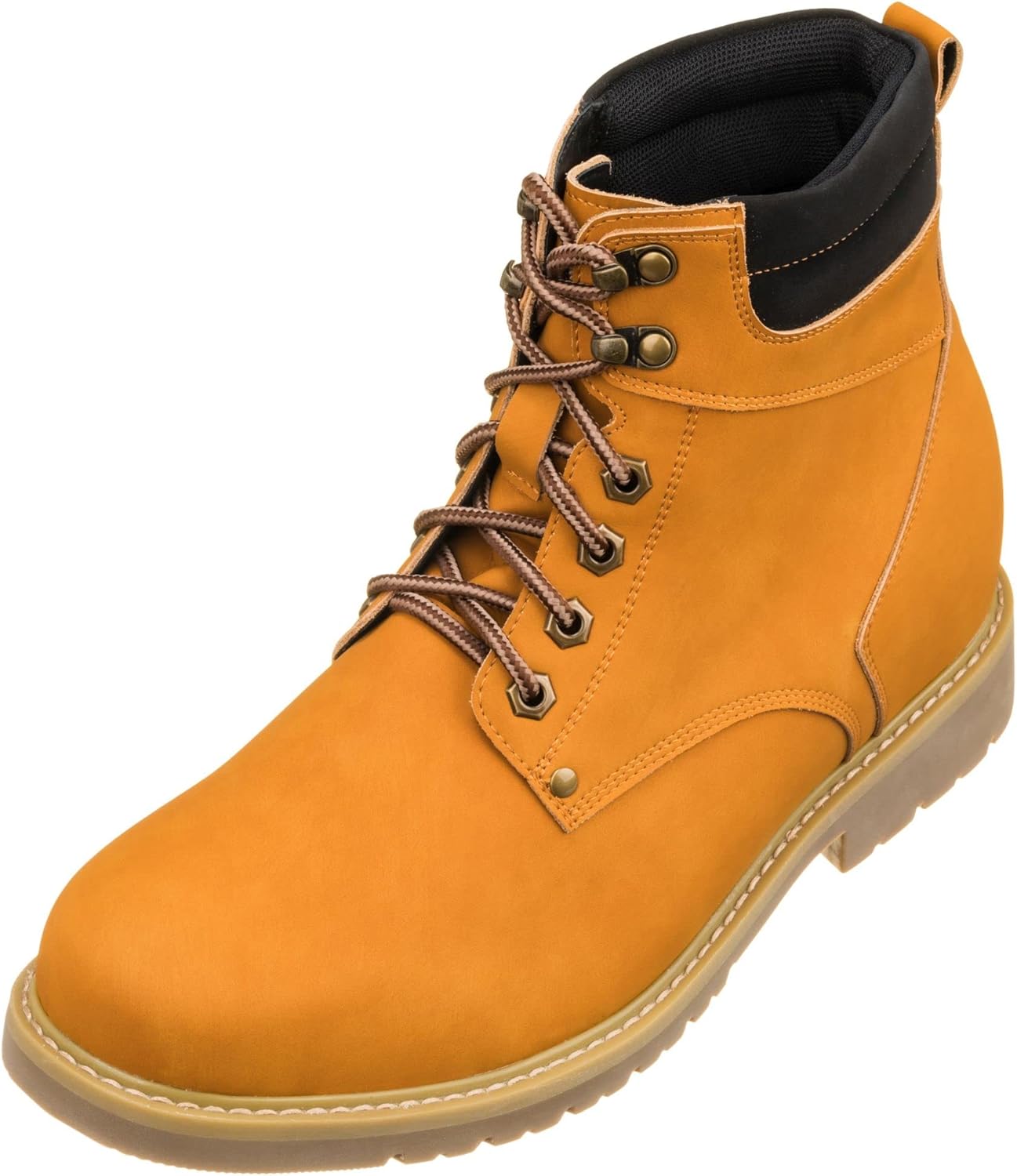 

Мужские невидимые обувные башмаки CALTO для увеличения роста - черные кожаные ботинки из нубука с шнуровкой и круглым носком для работы - на 8 см выше - K8820 - Размер 9 D(M) US