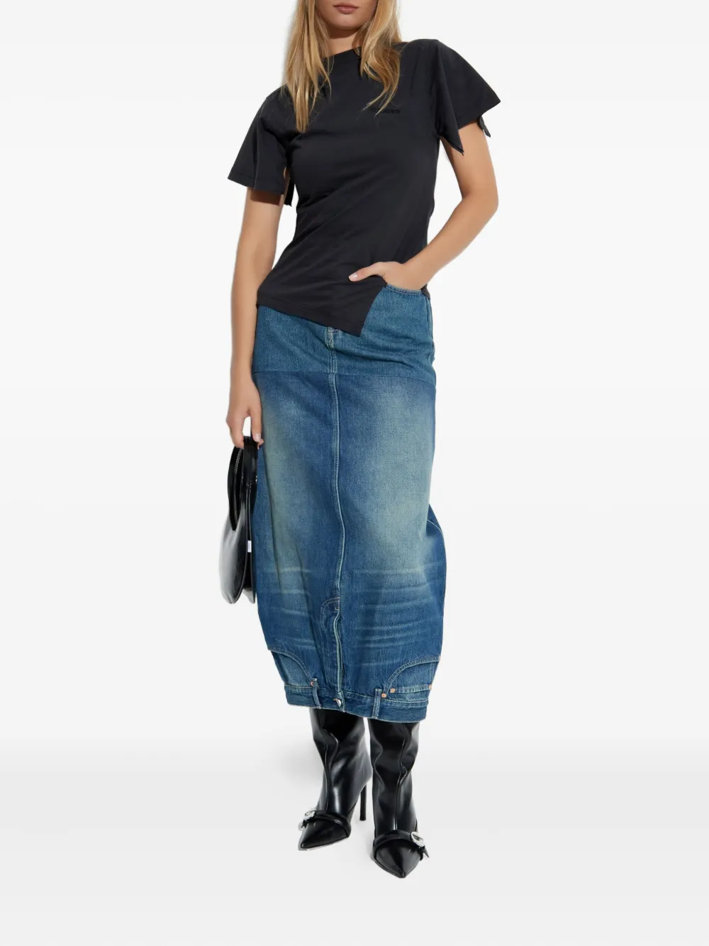 Перевернутая джинсовая юбка миди VETEMENTS, синий — фото 2
