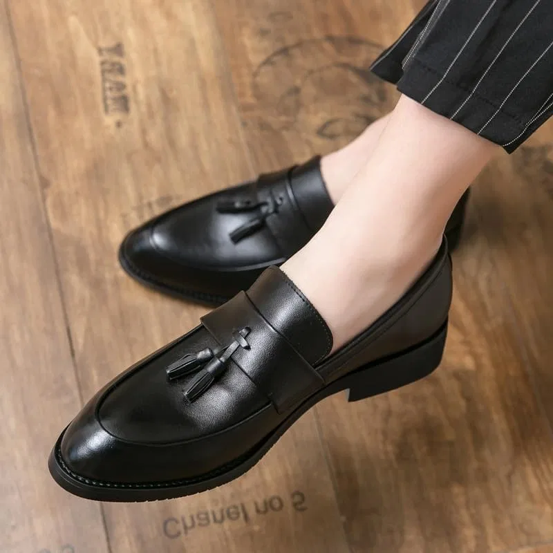 Мужские лоферы, кожаные, Slip On Loafers, Black UOPYNE — фото 2