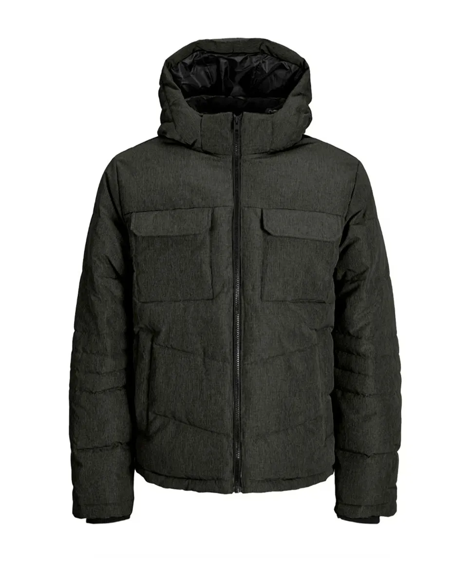

Мужское комфортное пальто с застежкой-молнией и воротником с капюшоном Jack & Jones, зеленый