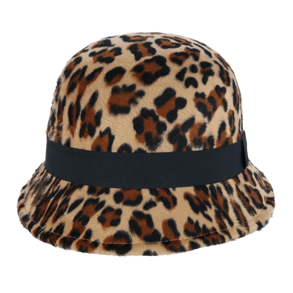 

Женская шляпа-клош с леопардовым принтом и лентой из грогрена Epoch Hats Company