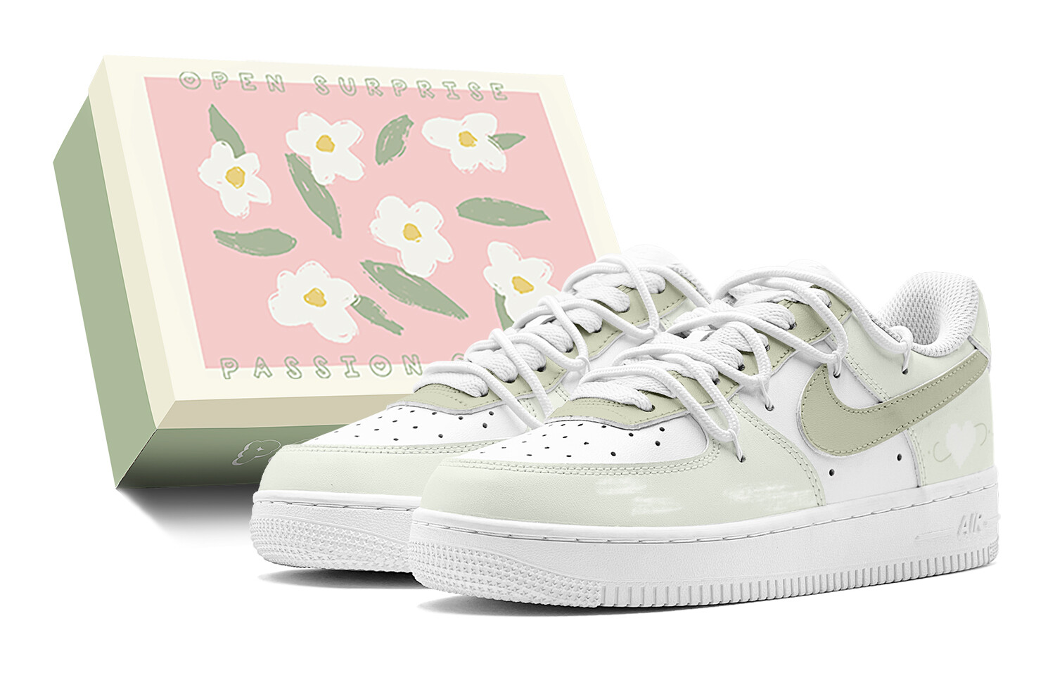 

Кроссовки Nike Air Force 1 Skateboarding Shoes Men Low-top White, цвет Matcha