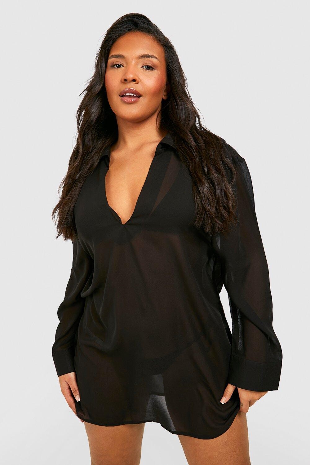 

Пляжная туника Plus Essential boohoo, черный