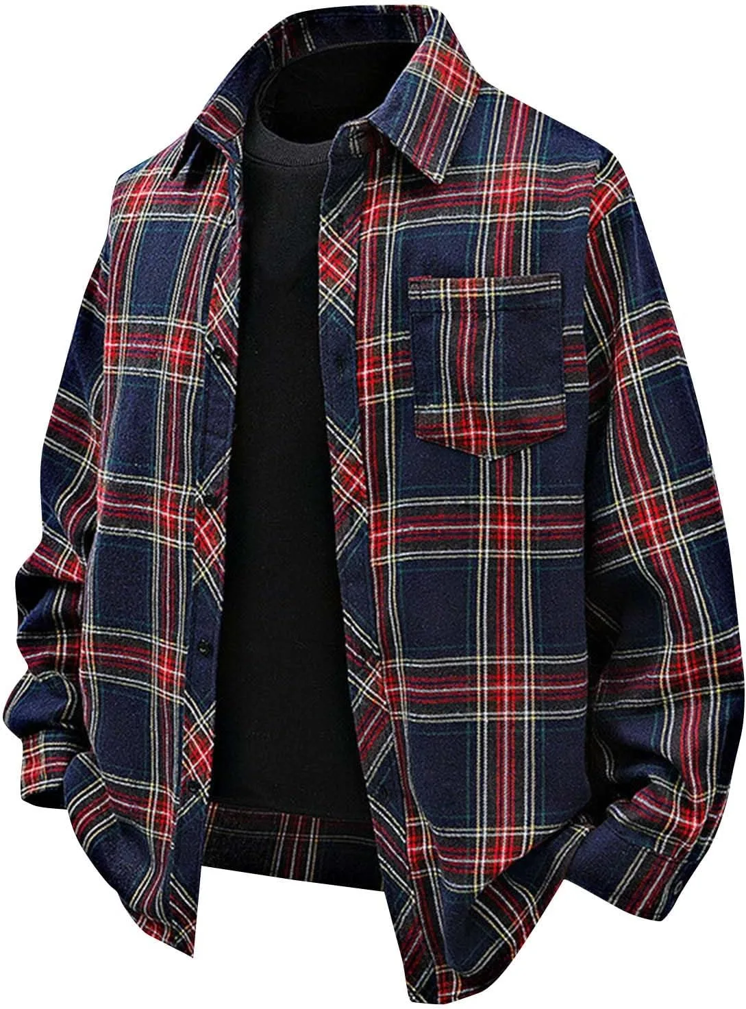 

Мужская рубашка на пуговицах casual с длинным рукавом и отложным воротником, клетчатый принт gingham