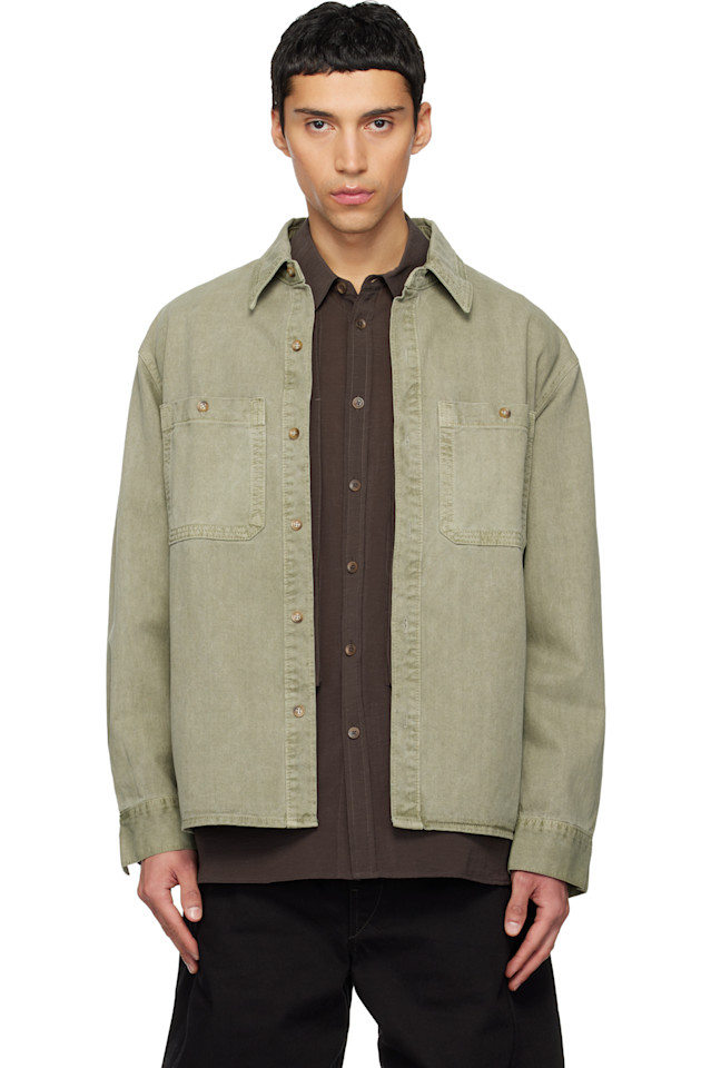 

Le17Septembre Зеленая джинсовая рубашка, окрашенная в готовом виде