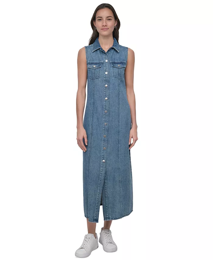 

Женское бесшовное джинсовое макси-платье DKNY Jeans, синий