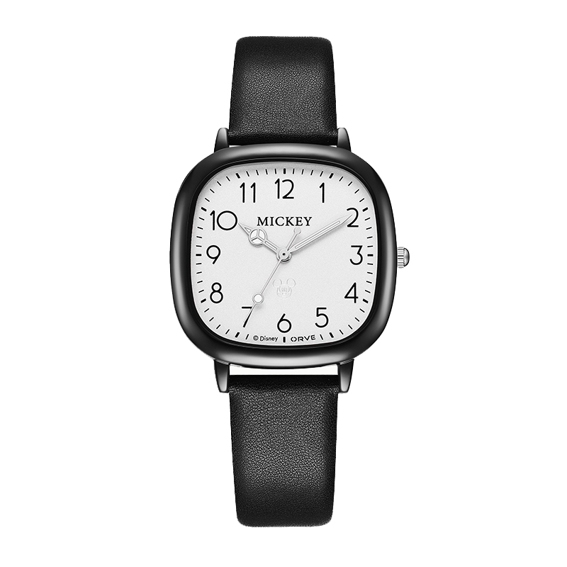 

Disney Часы Mickey Series Quartz Movement Leather Strap Watch Women's Watch White Dial, Black