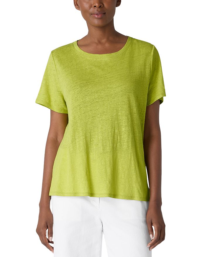 

Футболка с круглым вырезом из льна Eileen Fisher, зеленый