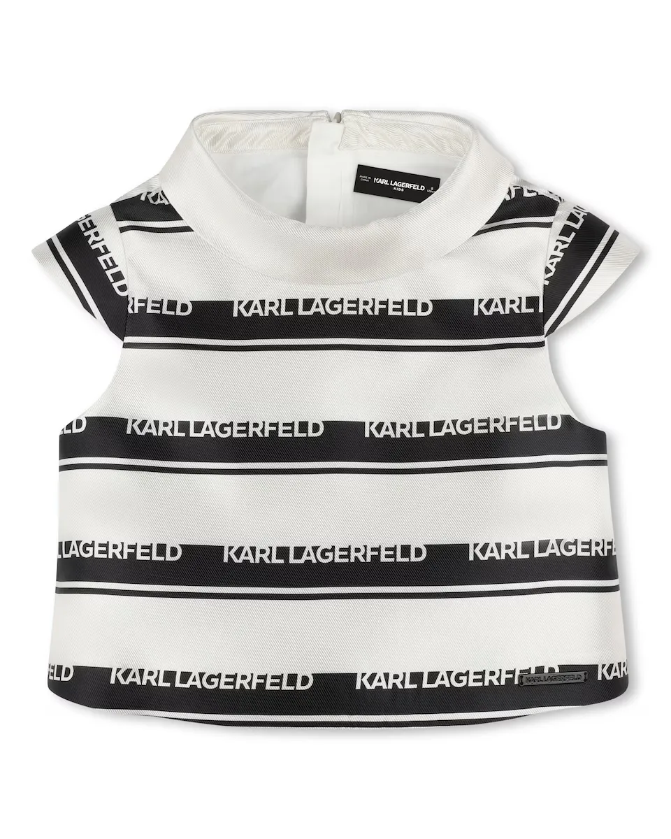 

Девичья полосатая блузка с коротким рукавом Karl Lagerfeld Kids, многоцветный