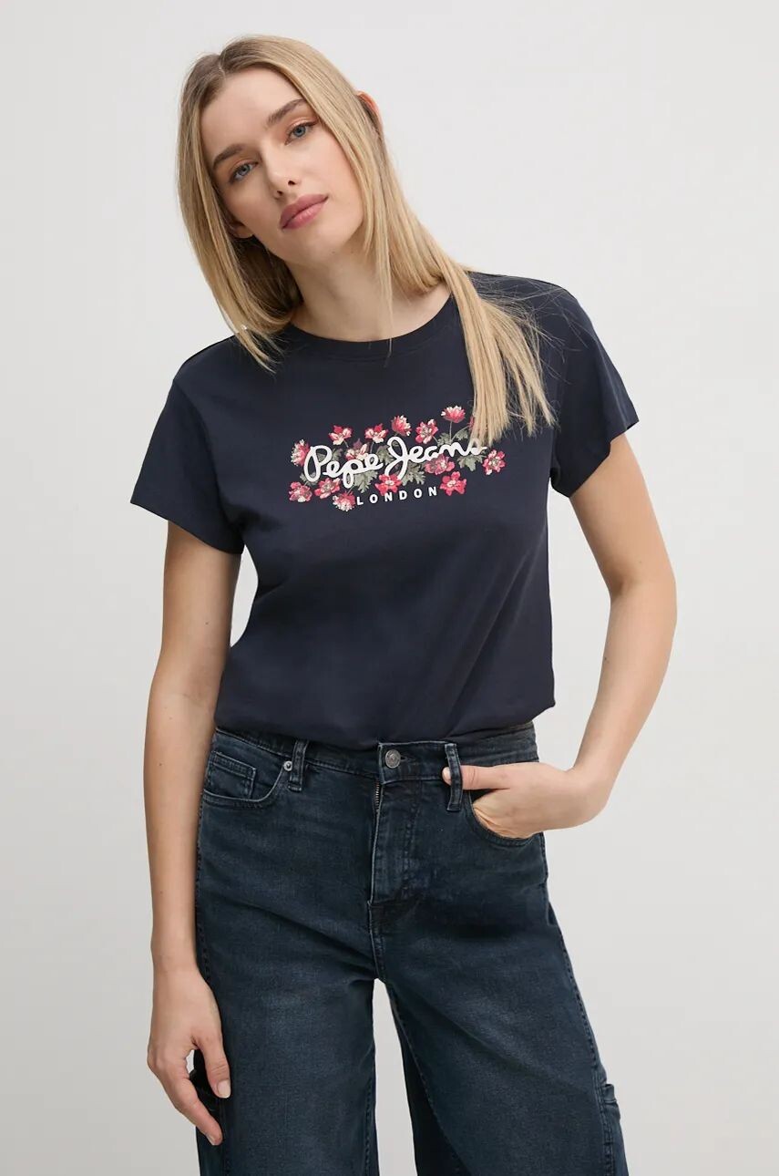

Хлопковая футболка Pepe Jeans GINNY, темно-синий