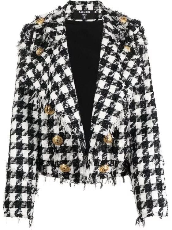 

Твидовый пиджак с потертостями Balmain, серый