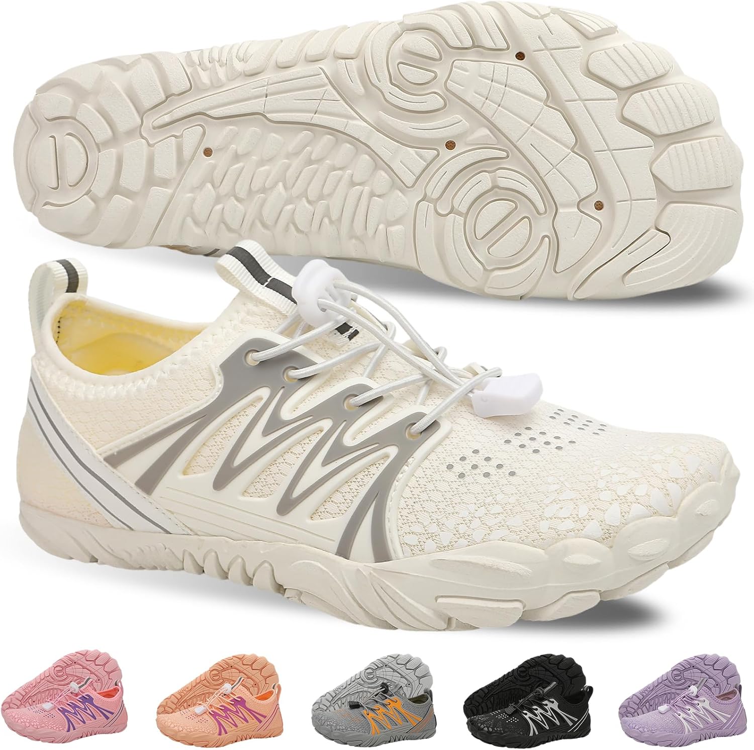 

Кроссовки для походов для женщин и мужчин - легкие водонепроницаемые кроссовки с быстрым высыханием и нескользящей подошвой для пеших прогулок, водных видов спорта и пляжного отдыха с широкой носочной частью Ieirye, белый