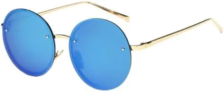 

Большие круглые женские винтажные солнцезащитные очки, модные женские очки большого размера, прозрачные розовые солнцезащитные очки для лета MTZJH, Yf161 Mirror Blue