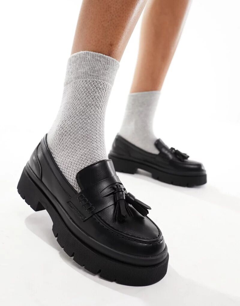 schuh – Leyton – лоферы черного цвета на толстой подошве