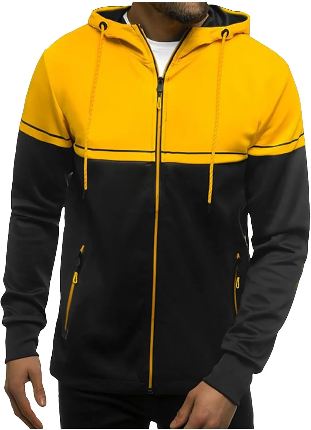 

Мужская худи Color Block с капюшоном на молнии и карманами Cambkatl