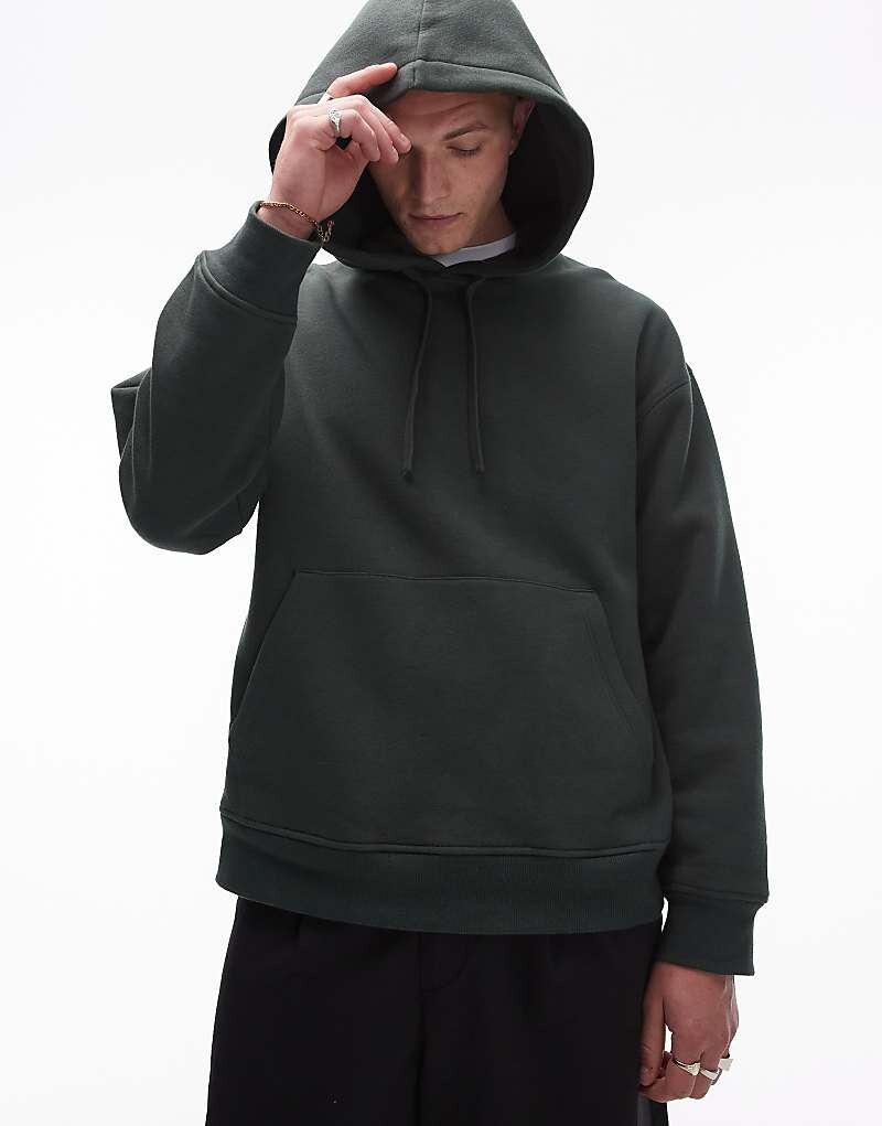 

Темно-зеленая толстовка свободного кроя Topman