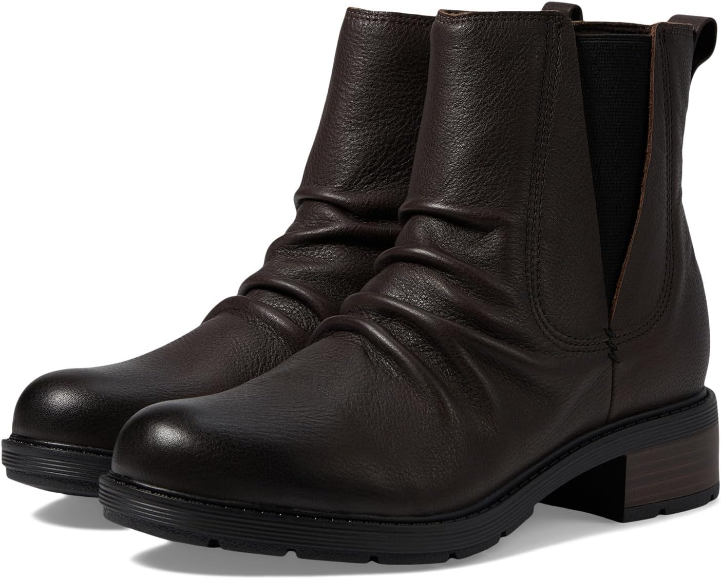 Ботинки женские Clarks Hearth Rose кожаные со сборкой, темно-коричневый