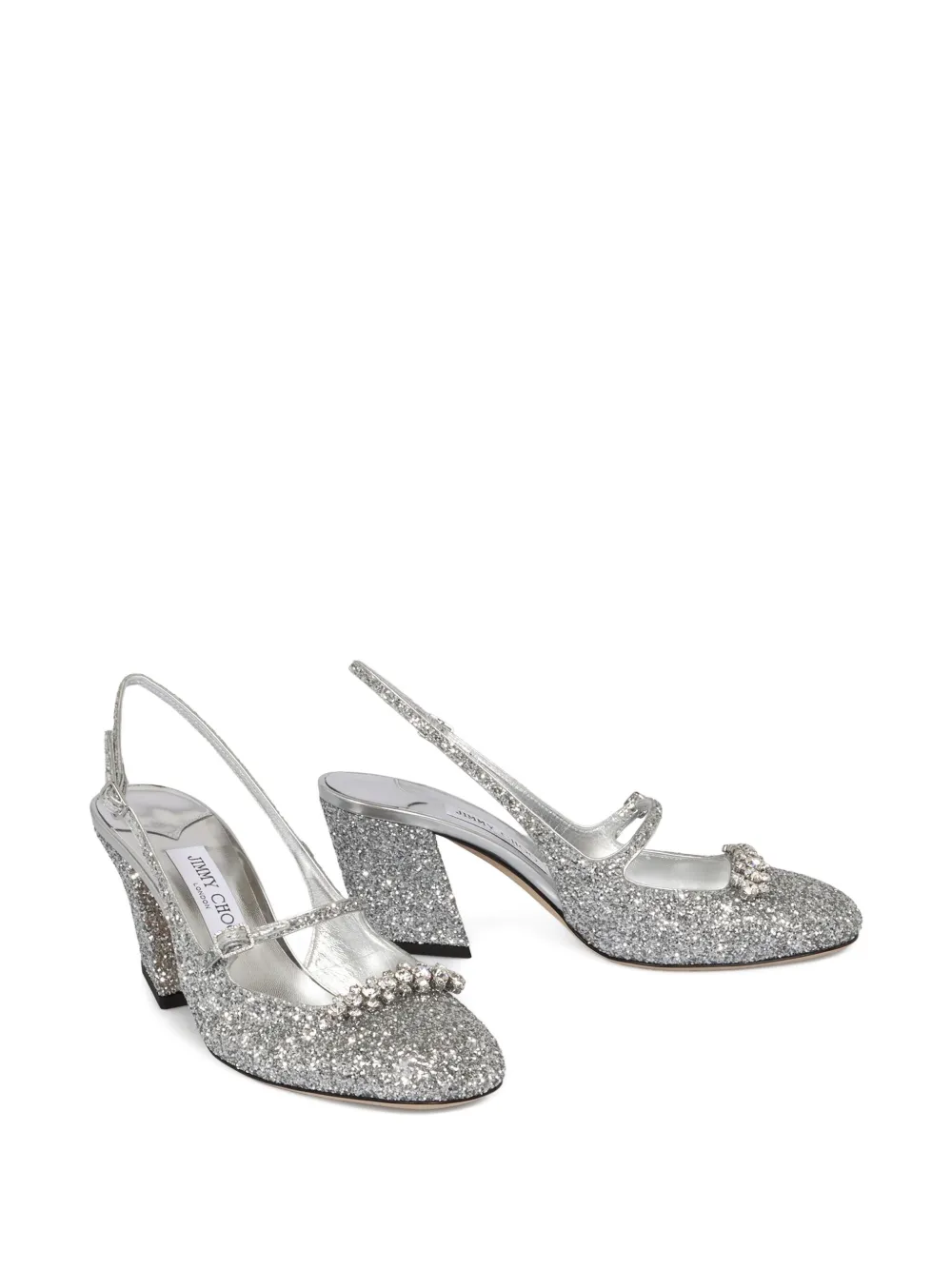 Туфли Belinda 45 с ремешком на пятке и блестками JIMMY CHOO, серебряный — фото 2