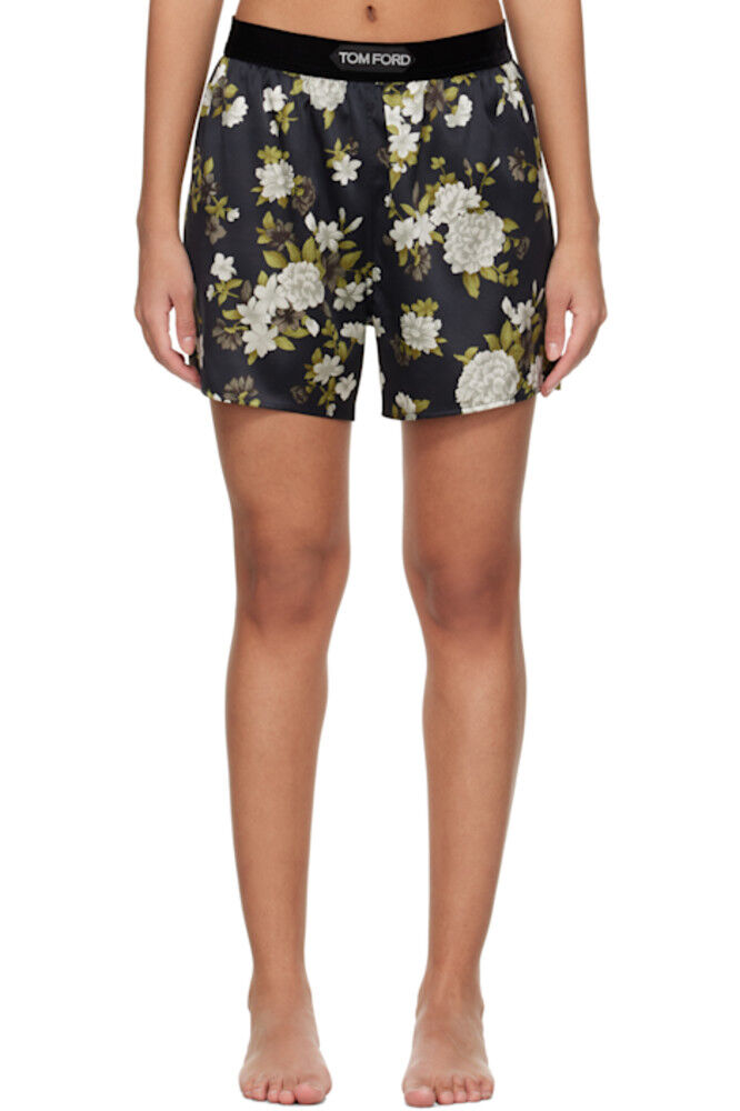 

Черные пижамные шорты Hendrix Floral Stretch Silk Satin TOM FORD