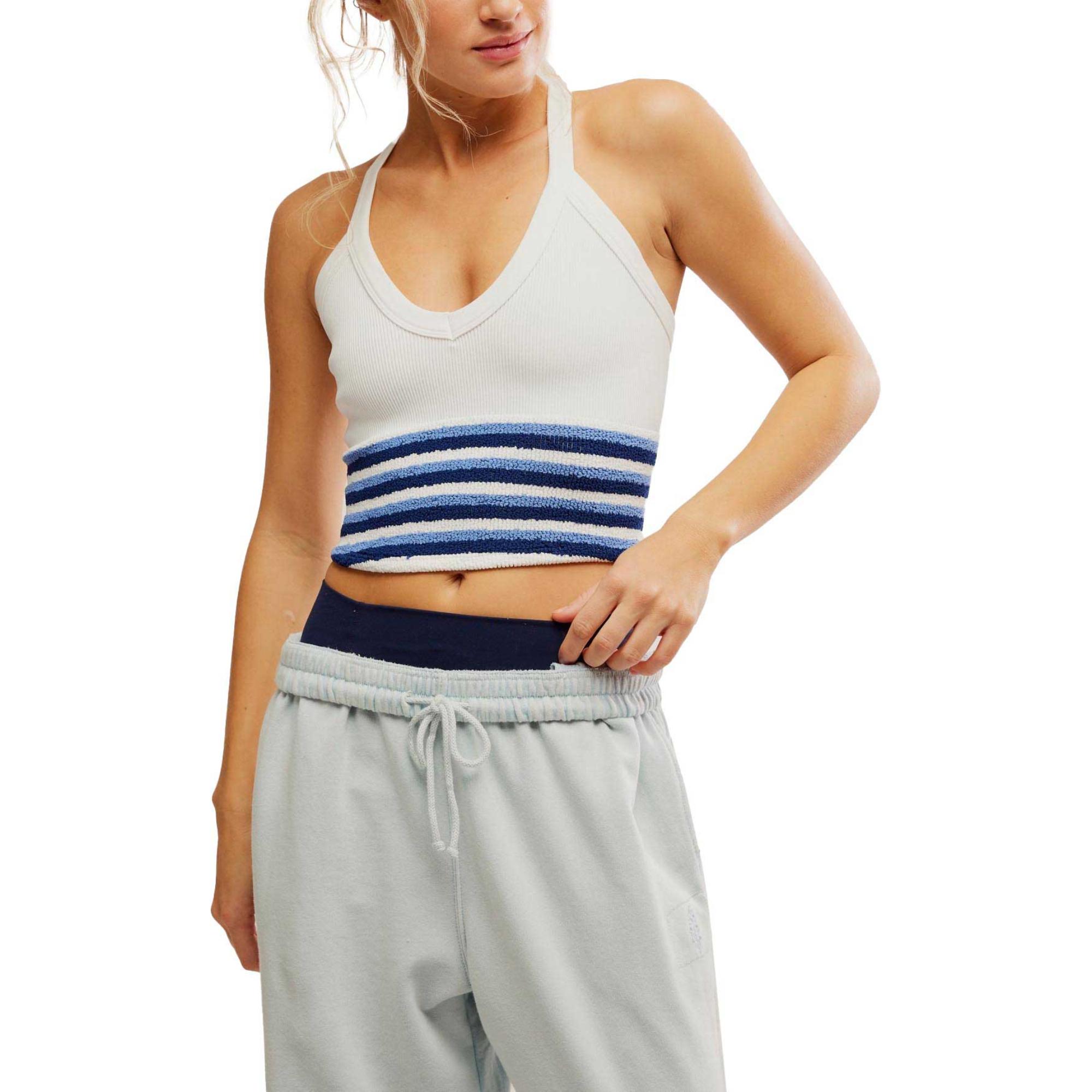 

Женская полосатая майка с V-образным вырезом All Clear Free People, White Combo